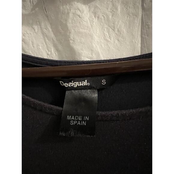 Desigual Navy Purple Paisley Print T Shirt Shift Day Dress Sz S Made In Spain - Picture 3 of 4